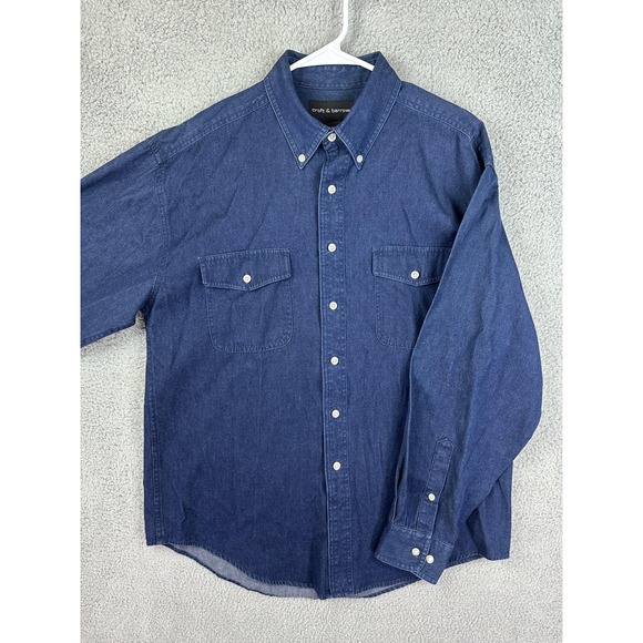 Croft & Barrow Shirt Mens Medium Blue Denim Button Down Long Sleeve Western Mens